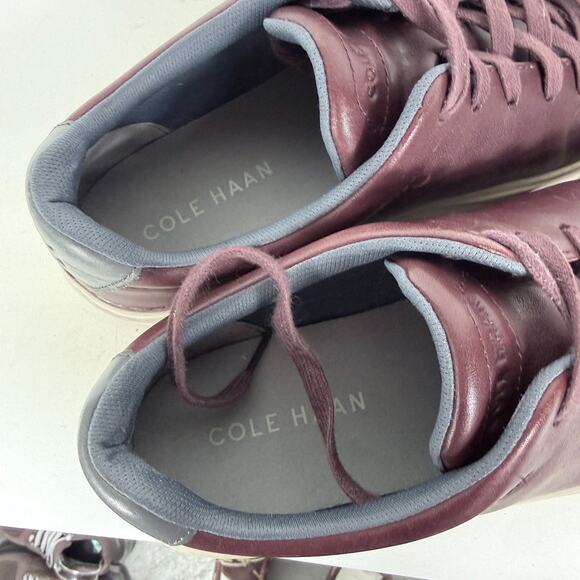Cole Haan Grand Crosscourt Traveler Sneakers Men\'s 10 Maroon Leather Lace-Up